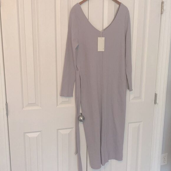 NEW Pact Organic Cotton Stretch Rib Jazz Maternity Dress Lilac Purple size XXL - Picture 2 of 9